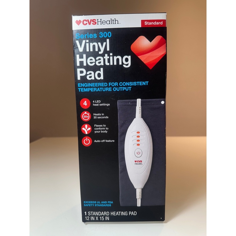 CVS Health Series 300 Vinyl Heating Pad 12x15 4 Heat Settings Auto-Off New